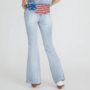 Driftwood Farrah Flare Jeans Floral Flag USA